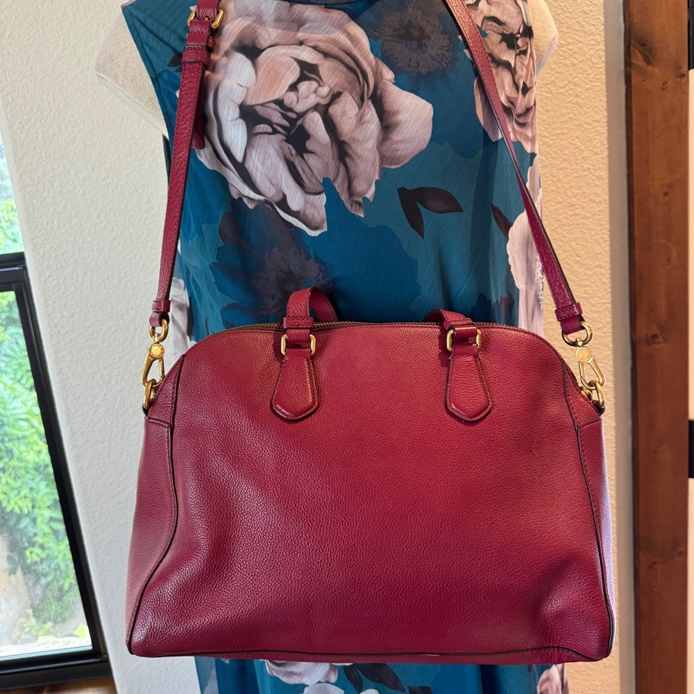 Marc by Marc Jacobs Pearl Red Leather Two-Way Bag with Crossbody Strap - Picture 9 of 14